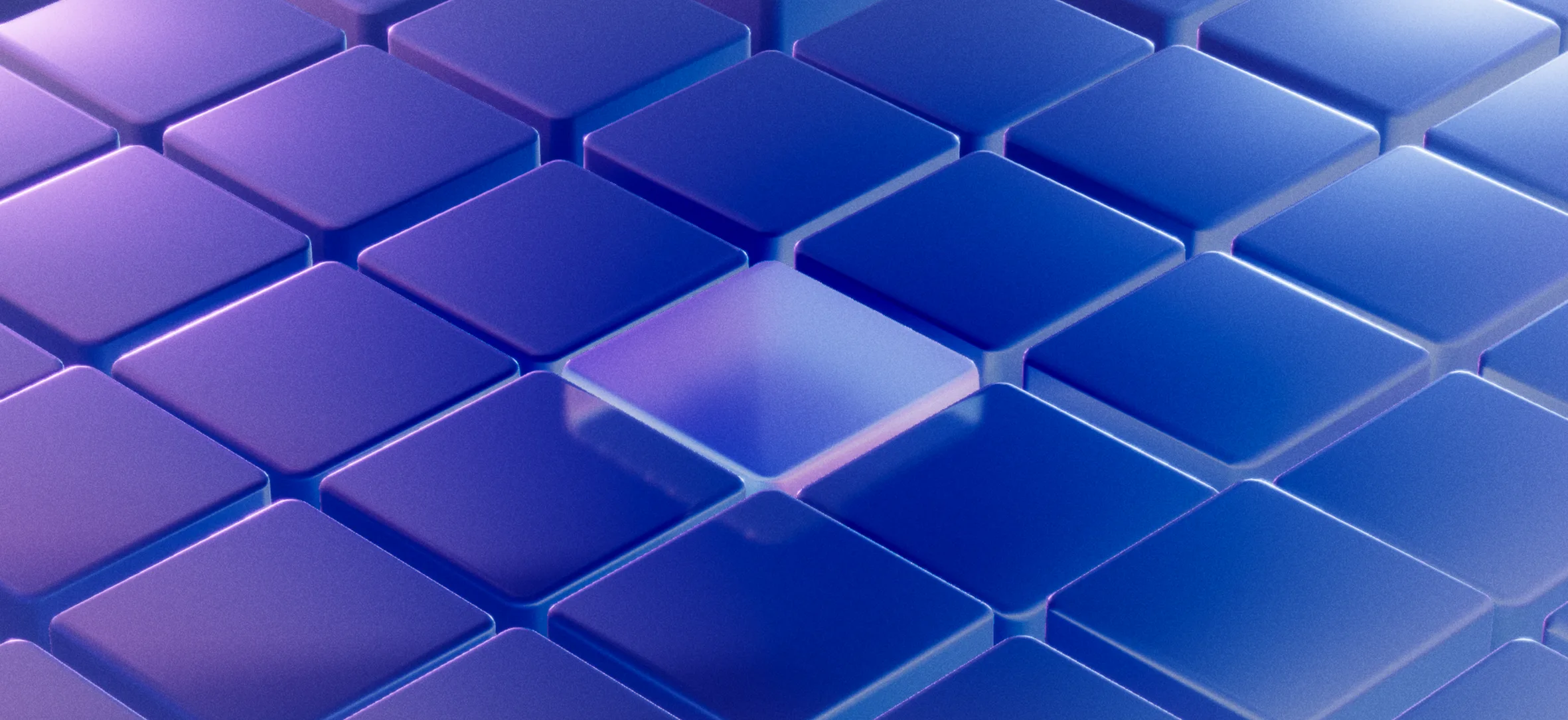 Close-up of raised blue and violet tiles arranged in a geometric grid