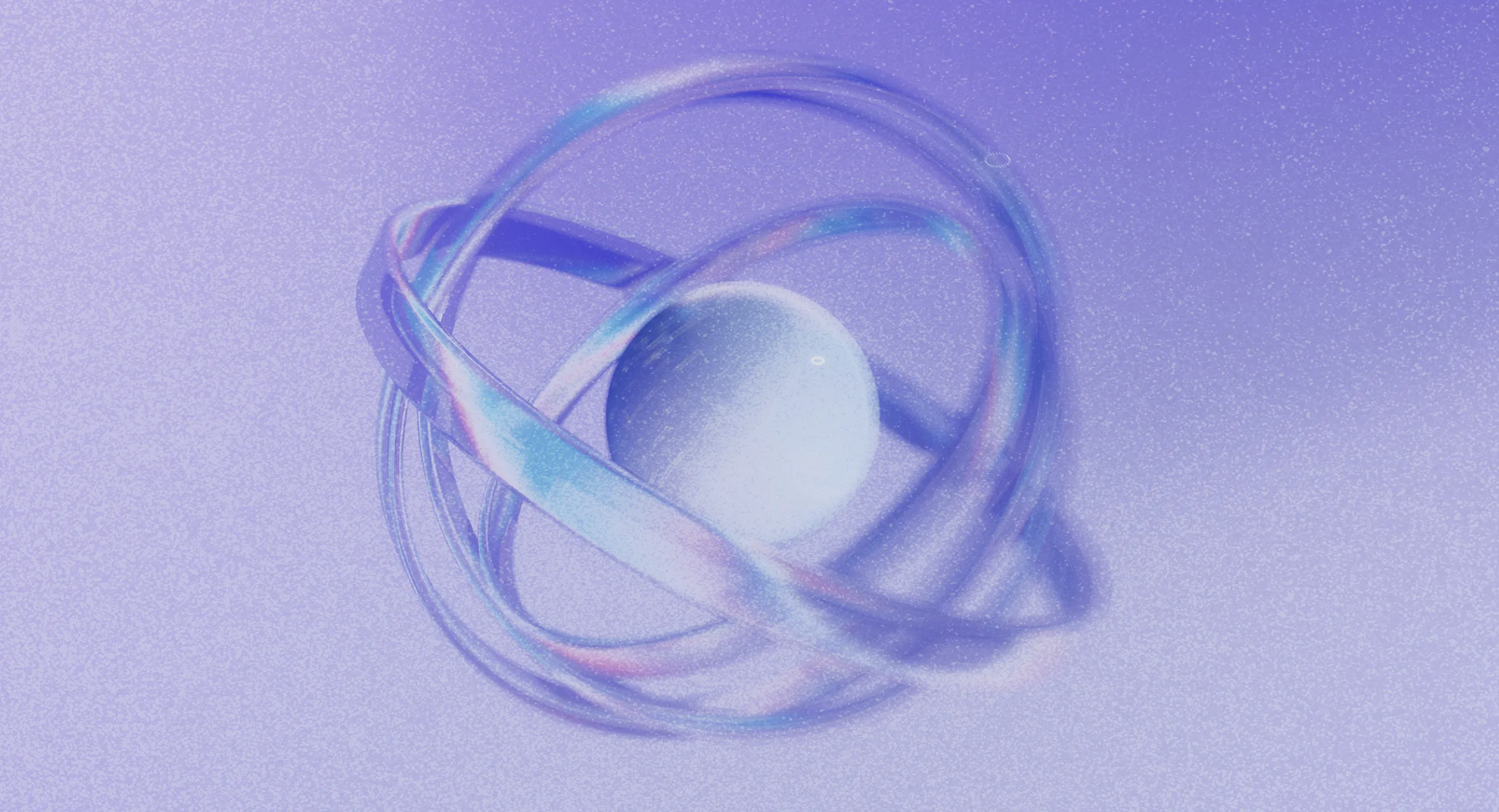 Pale sphere held within translucent lavender orbital rings