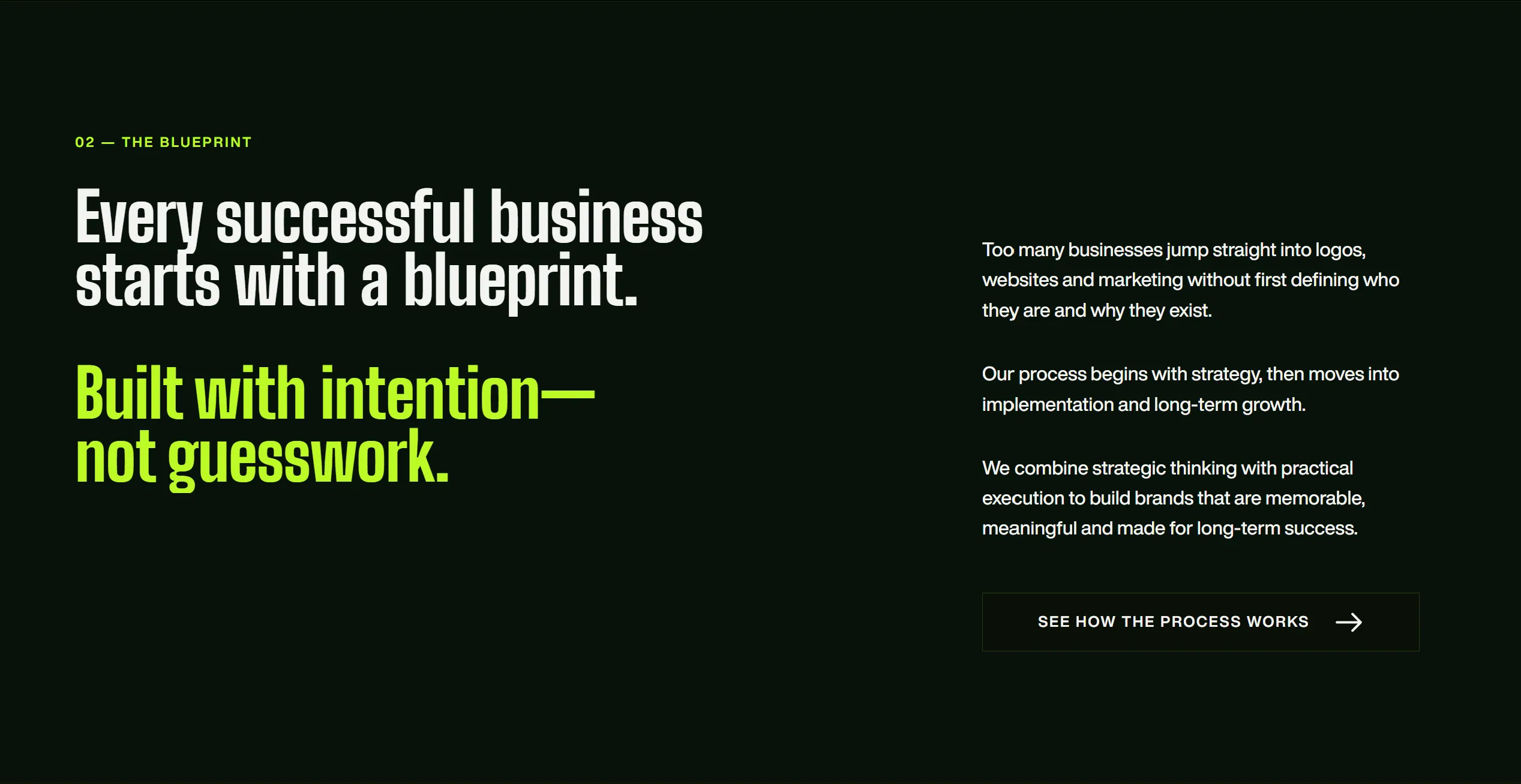 Brand Blueprint section about intentional business foundations