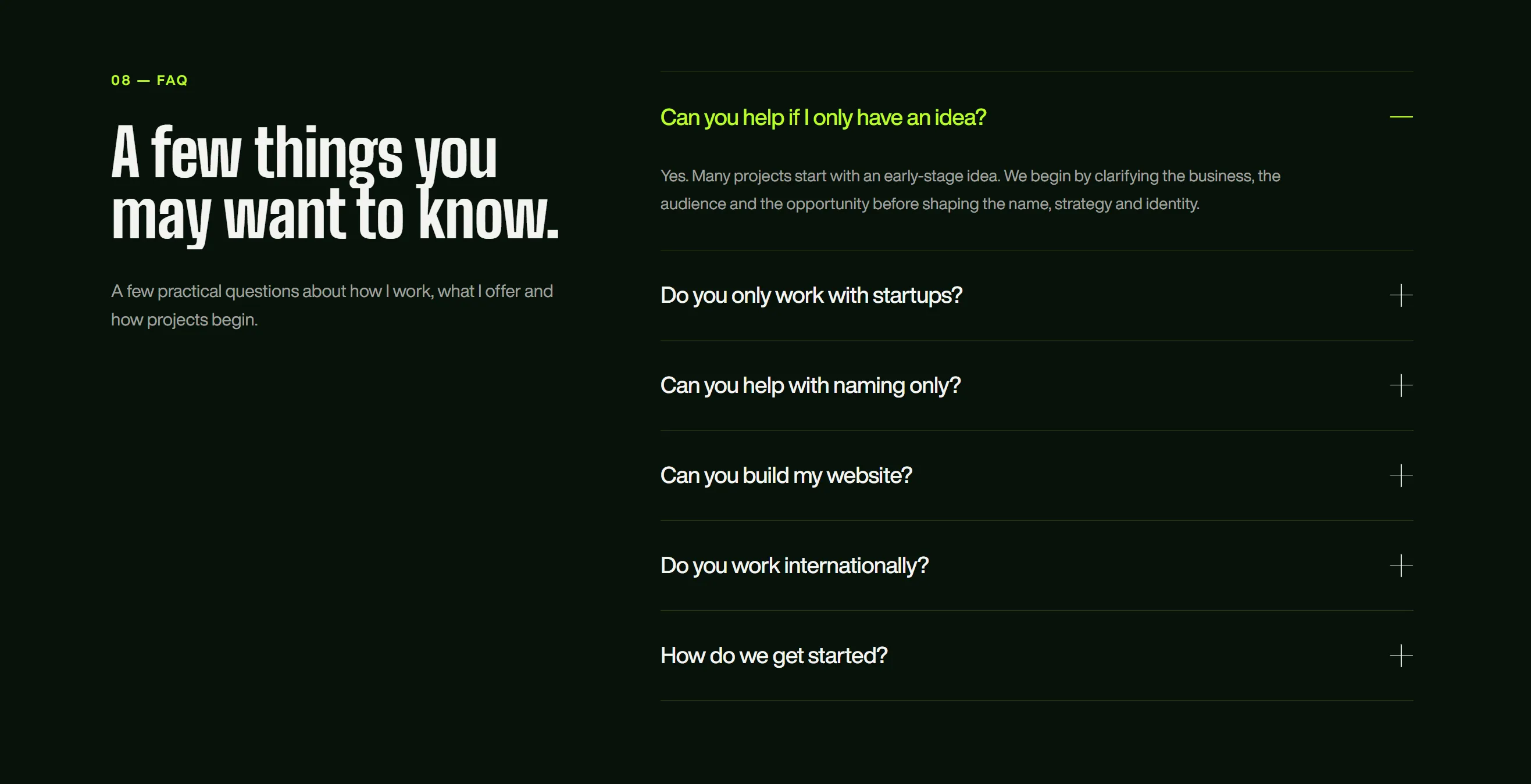 Brand Blueprint frequently asked questions section