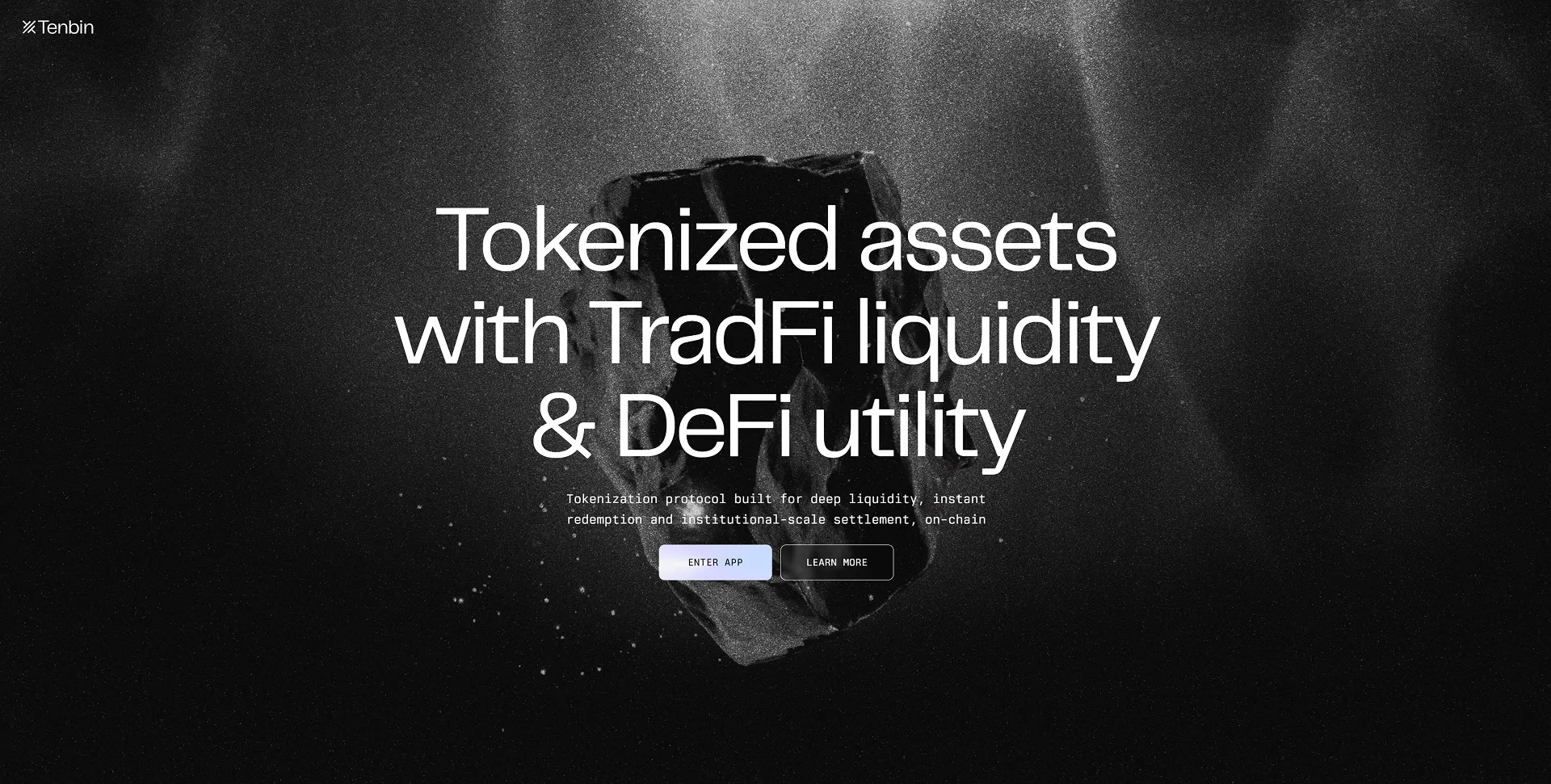 Tenbin homepage presenting tokenized assets with TradFi liquidity and DeFi utility